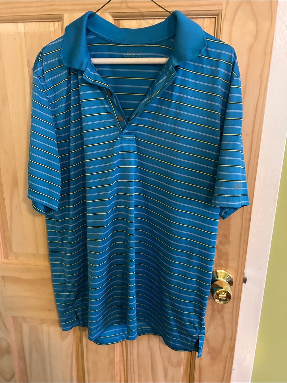 Men's Izod  Blue Striped Polo Shirt